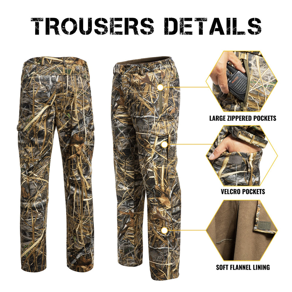 Hunting Pants for Men Camouflage Clothing Gear Windproof Fleece Lined for Winter-2