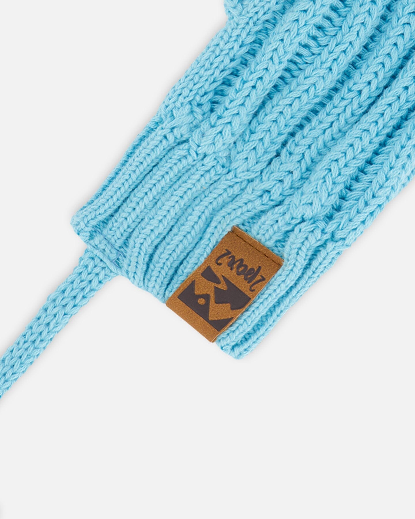 Baby Knit Mittens With String Light Blue-2