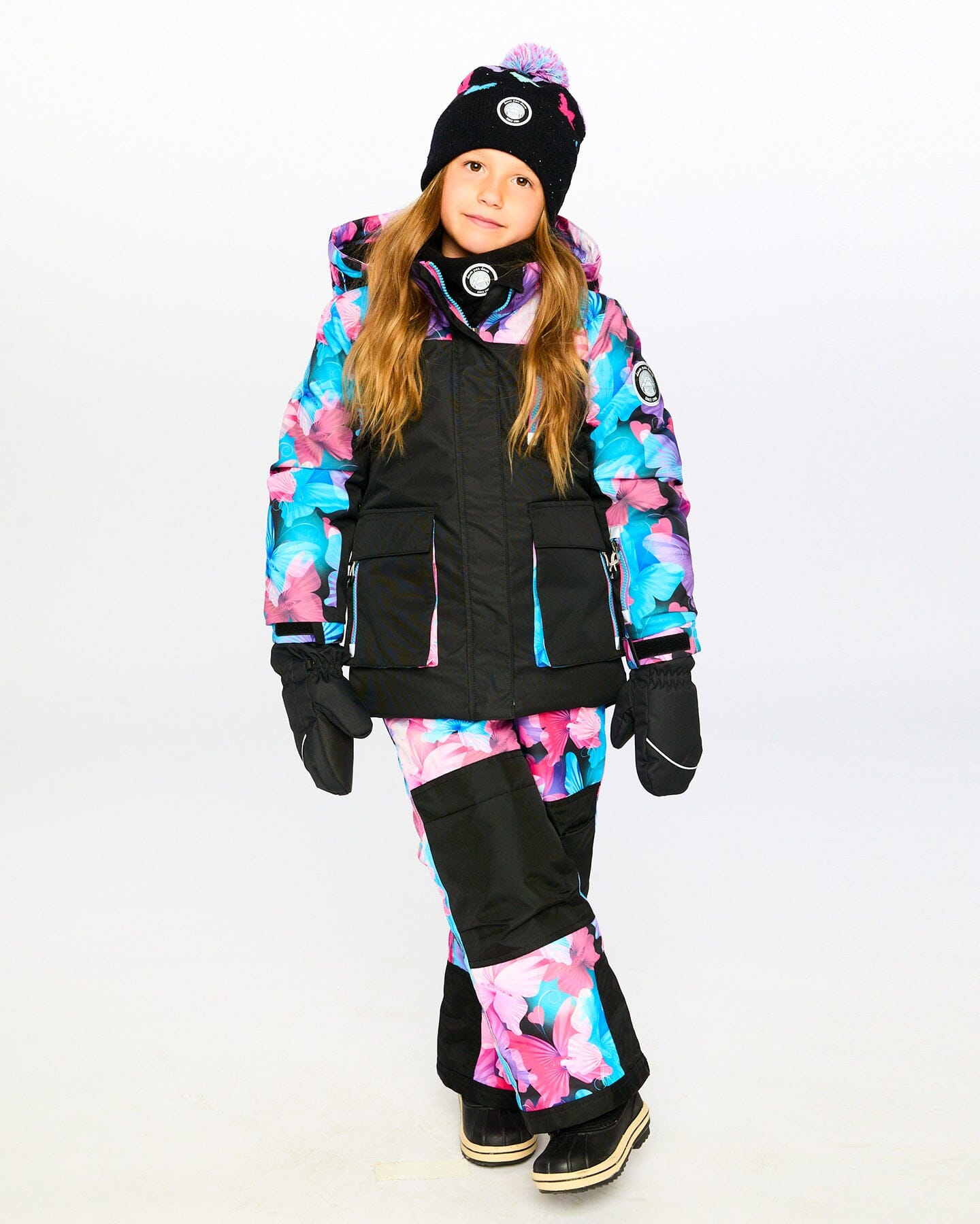 Two-Piece Play Snowsuit Black Butterfly Print-1