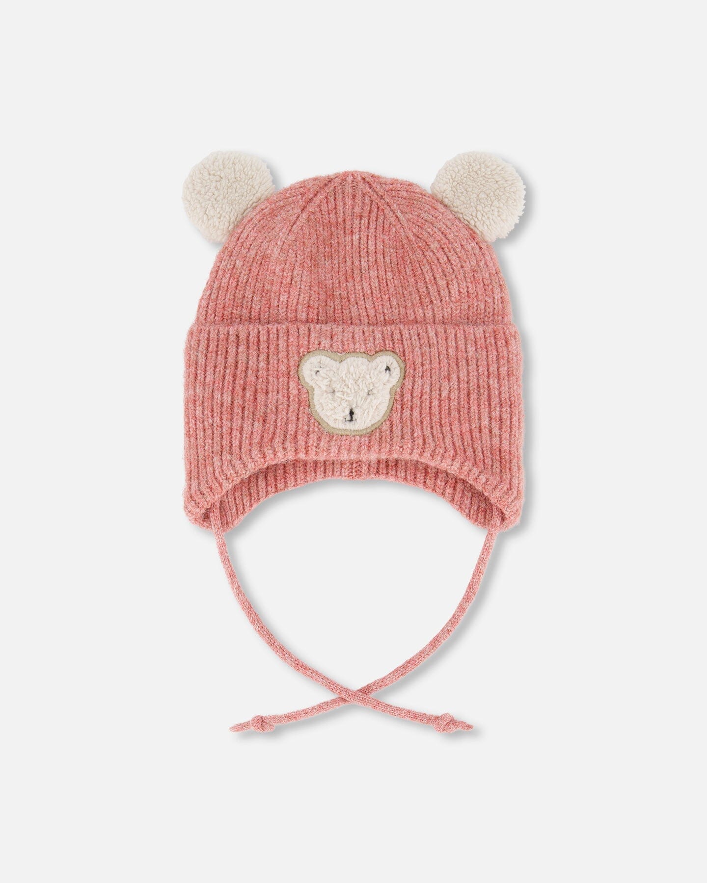 Lined Baby Winter Knit Hat With Ear Flaps Dusty Pink-0