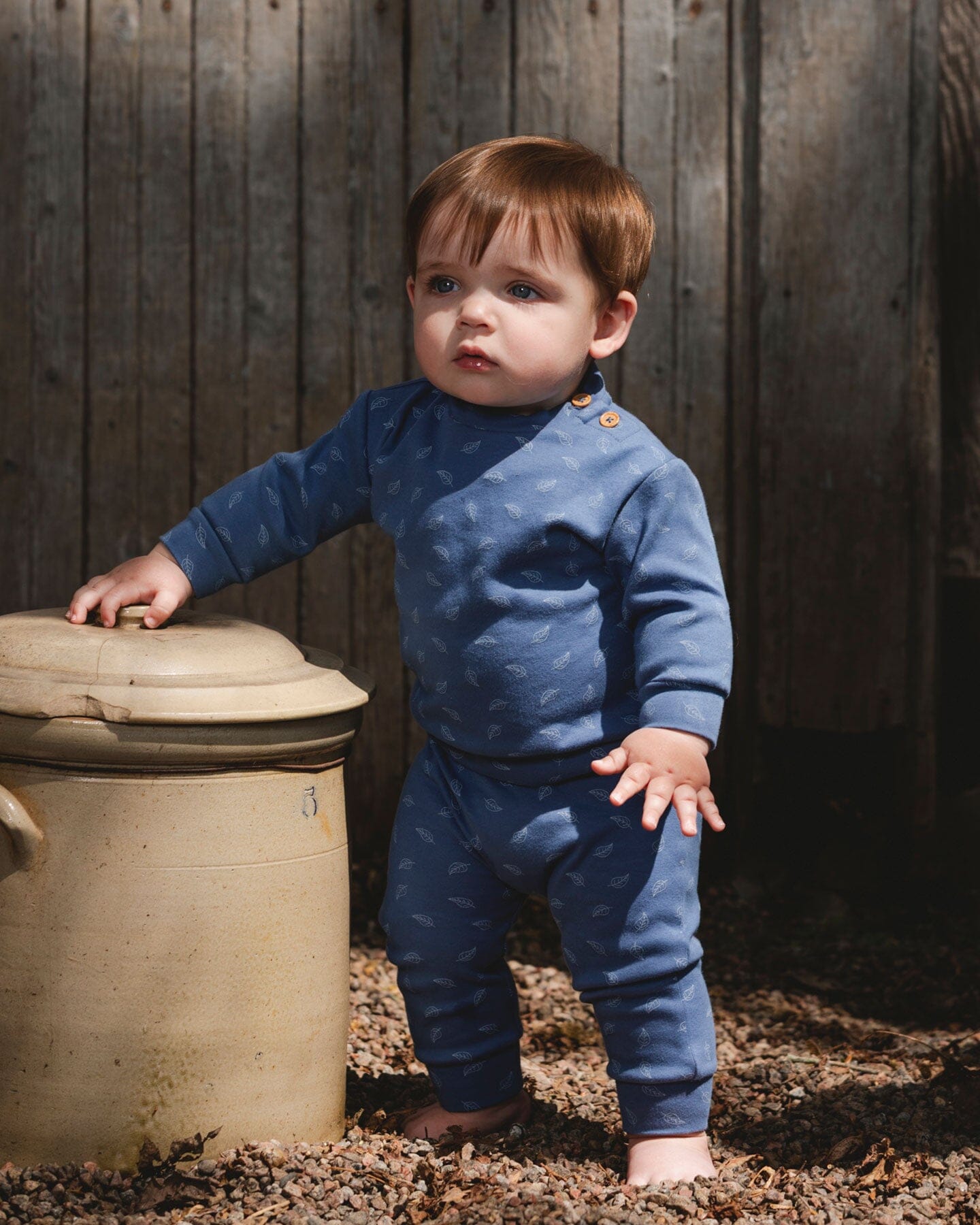 Organic Cotton Pant And Top Set Blue Leaf Print-4