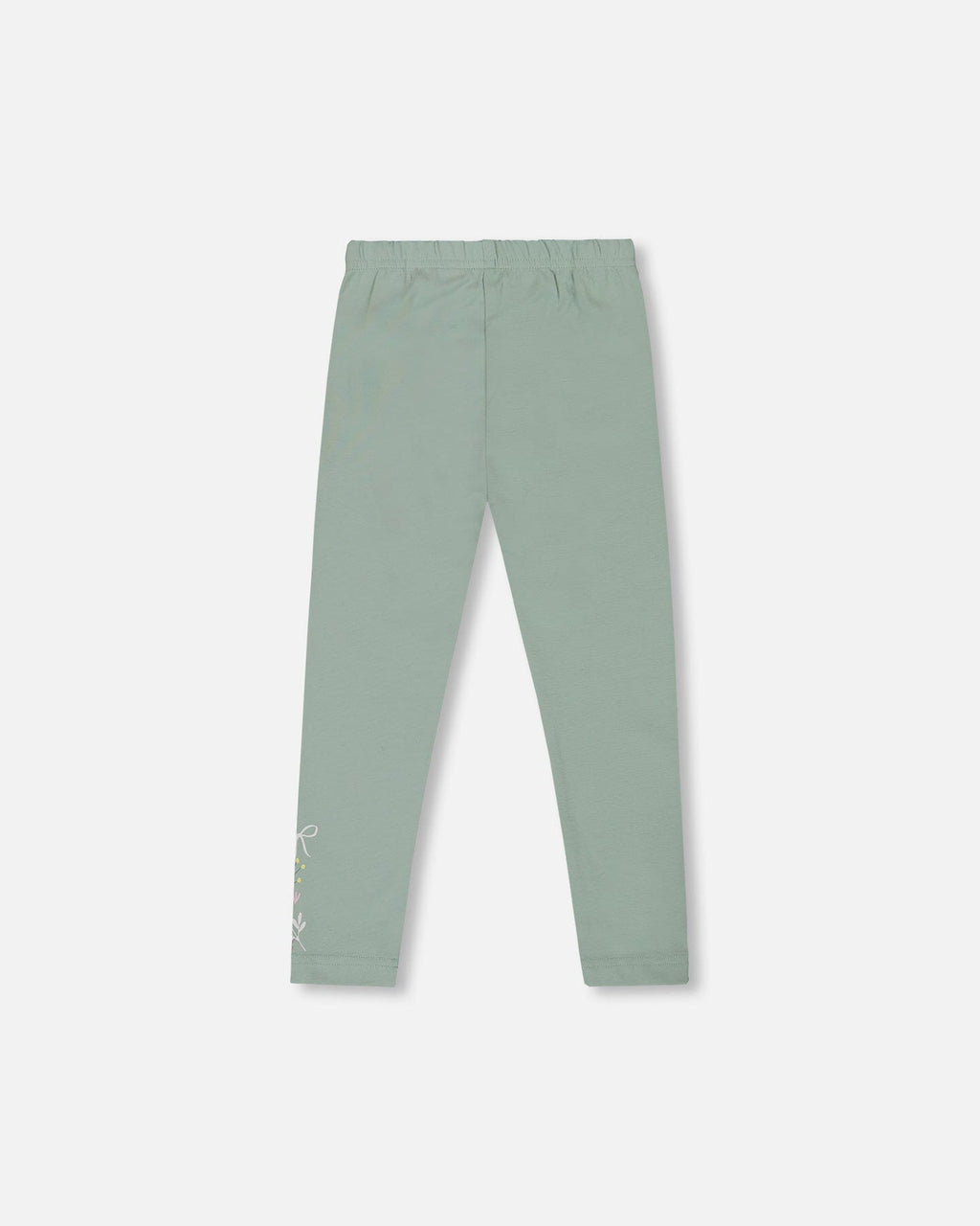 Organic Cotton Jersey Leggings Jade Green With Floral Detail-2