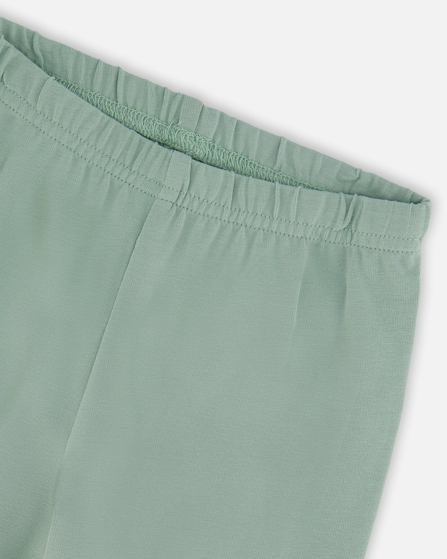 Organic Cotton Jersey Leggings Jade Green With Floral Detail-3