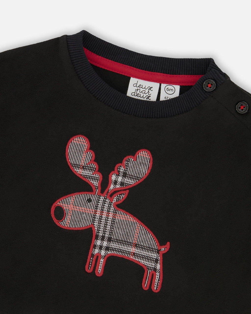 Sweater And Cargo Pants Set Black With Moose Applique-3