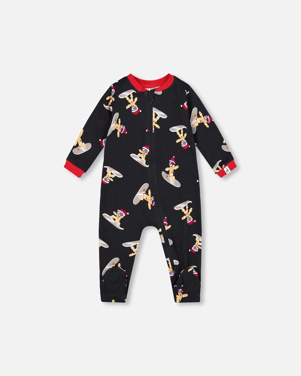 One-Piece Organic Cotton Pajama Black Cookie Print-0