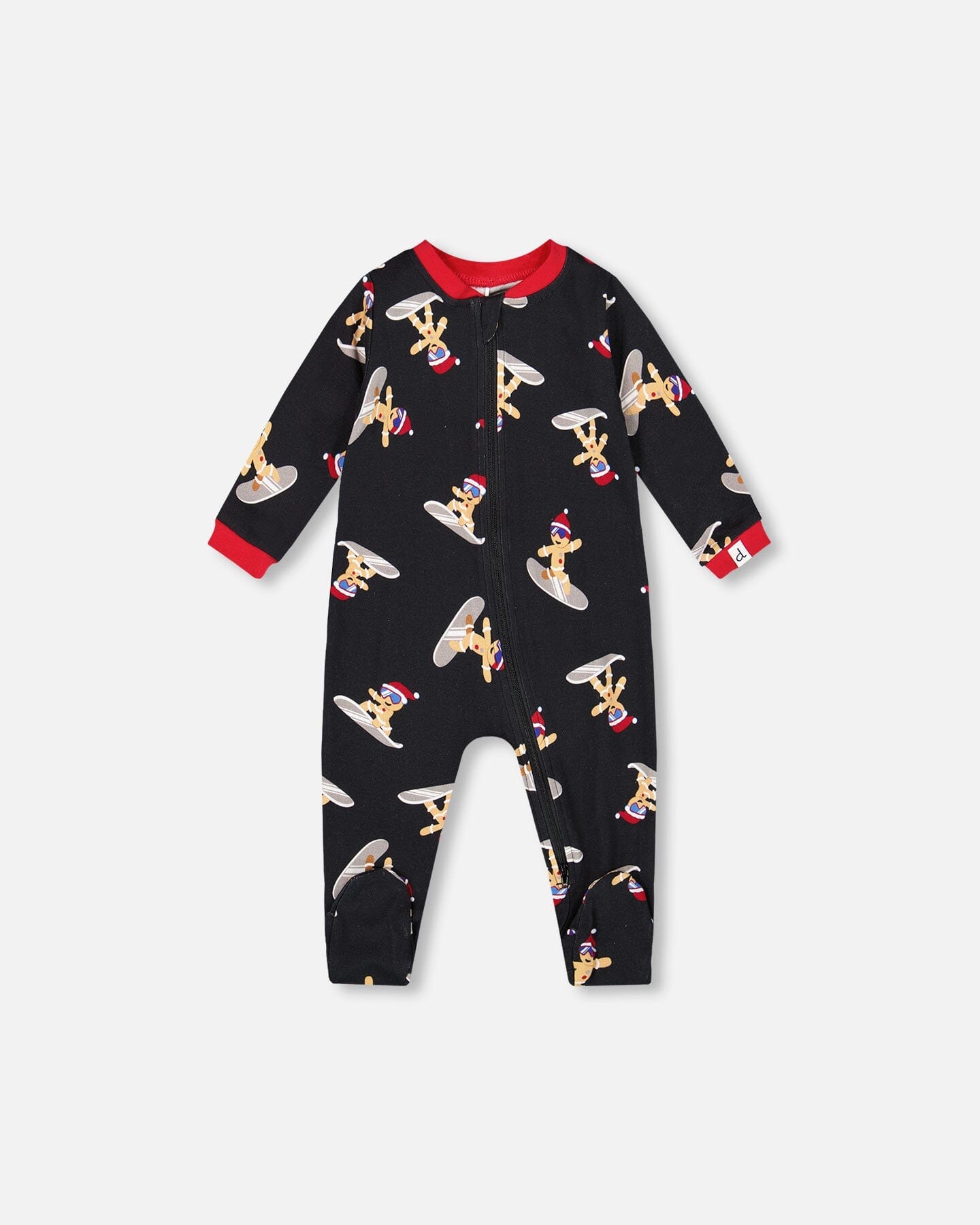 One-Piece Organic Cotton Pajama Black Cookie Print-0