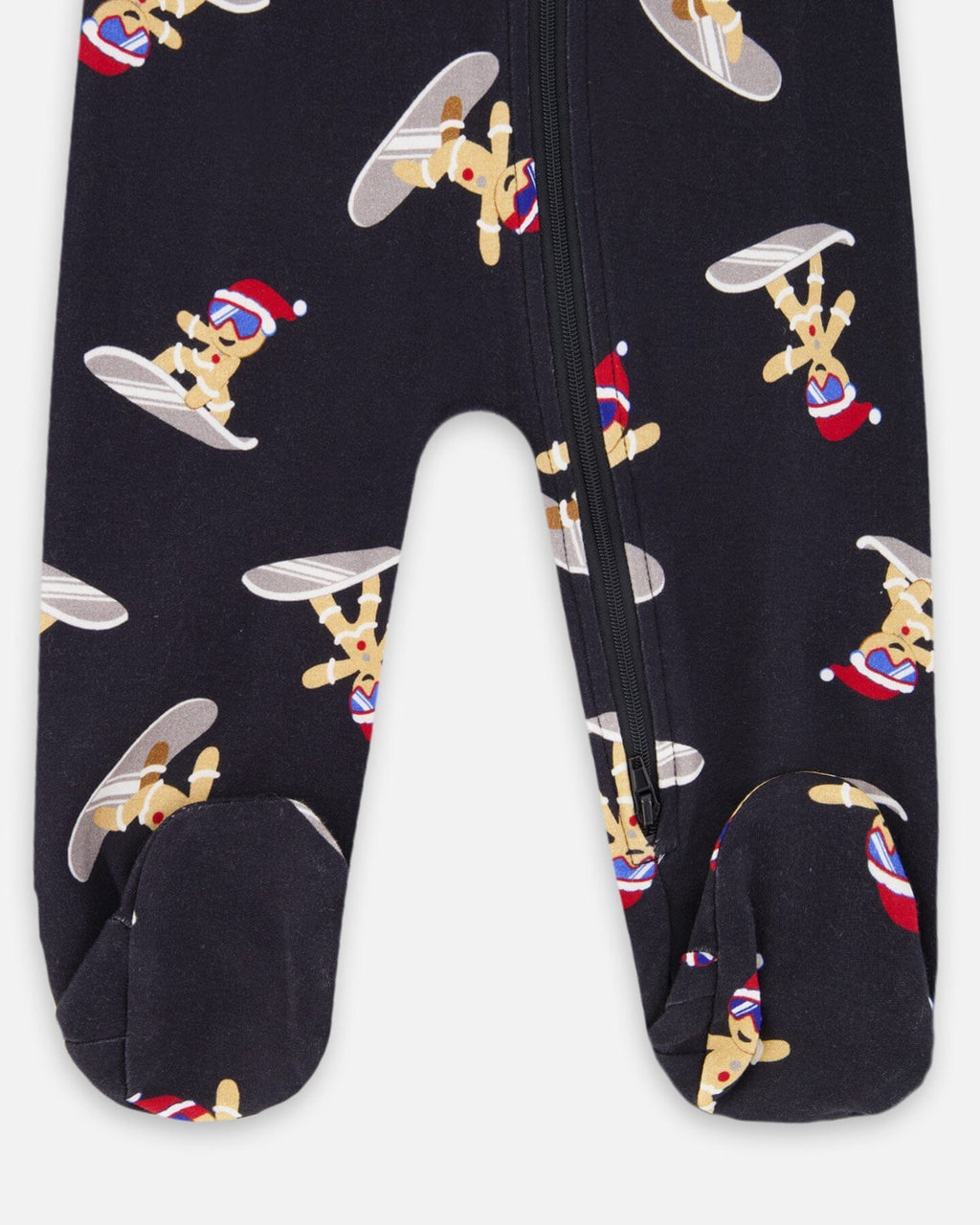 One-Piece Organic Cotton Pajama Black Cookie Print-2