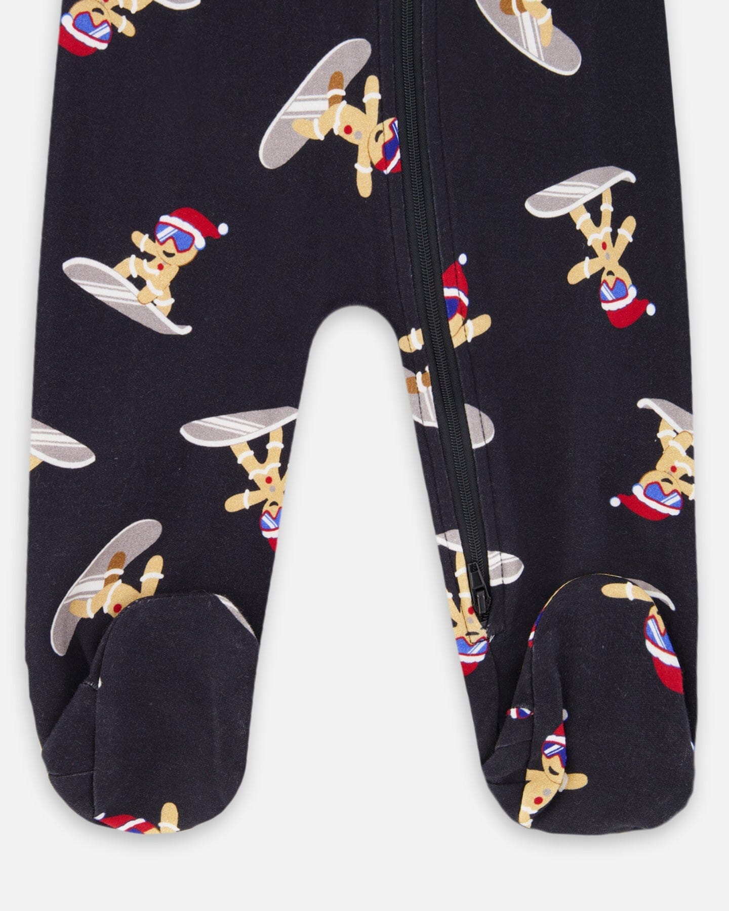 One-Piece Organic Cotton Pajama Black Cookie Print-2