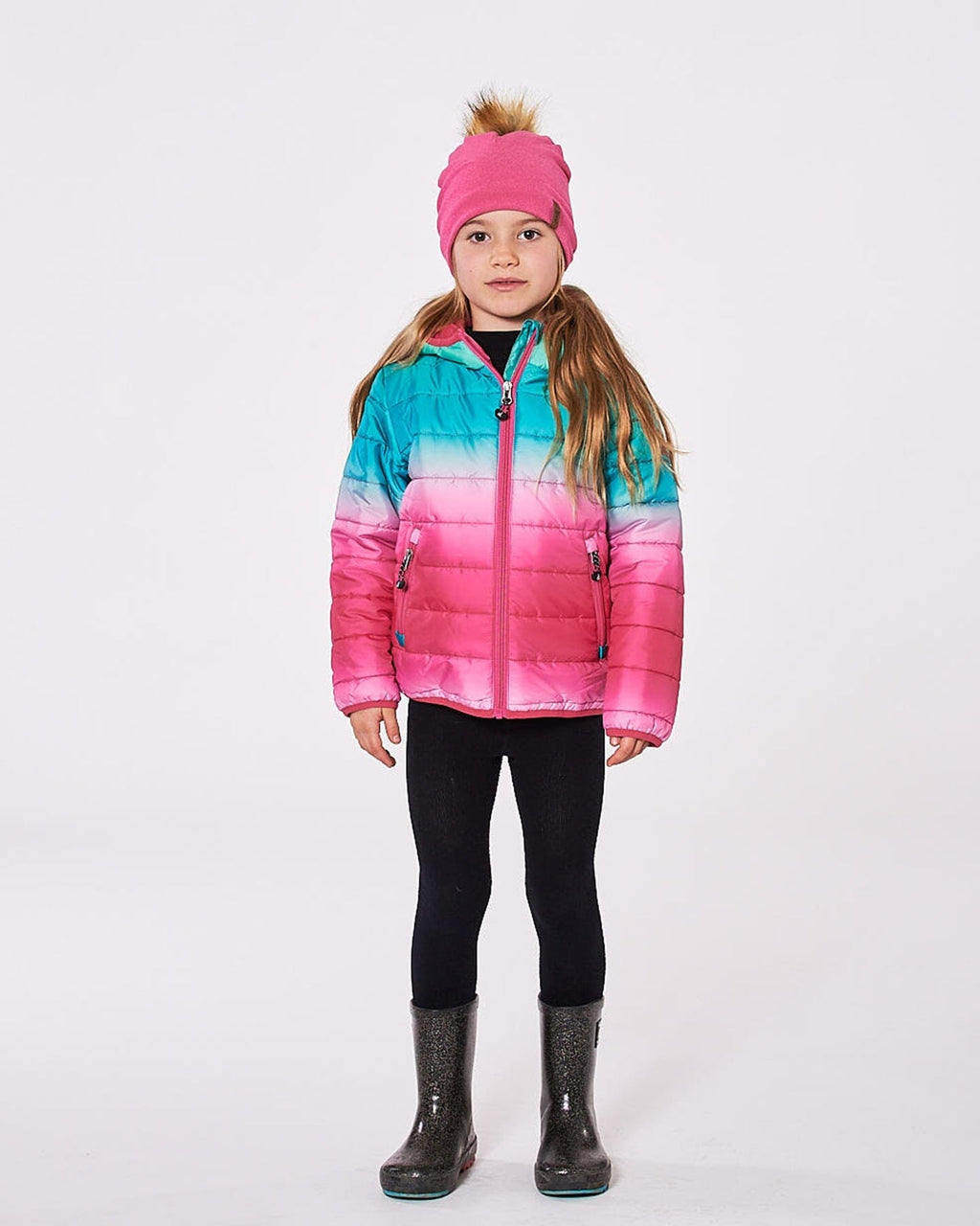 Quilted Mid-Season Jacket Green And Pink Gradient-2