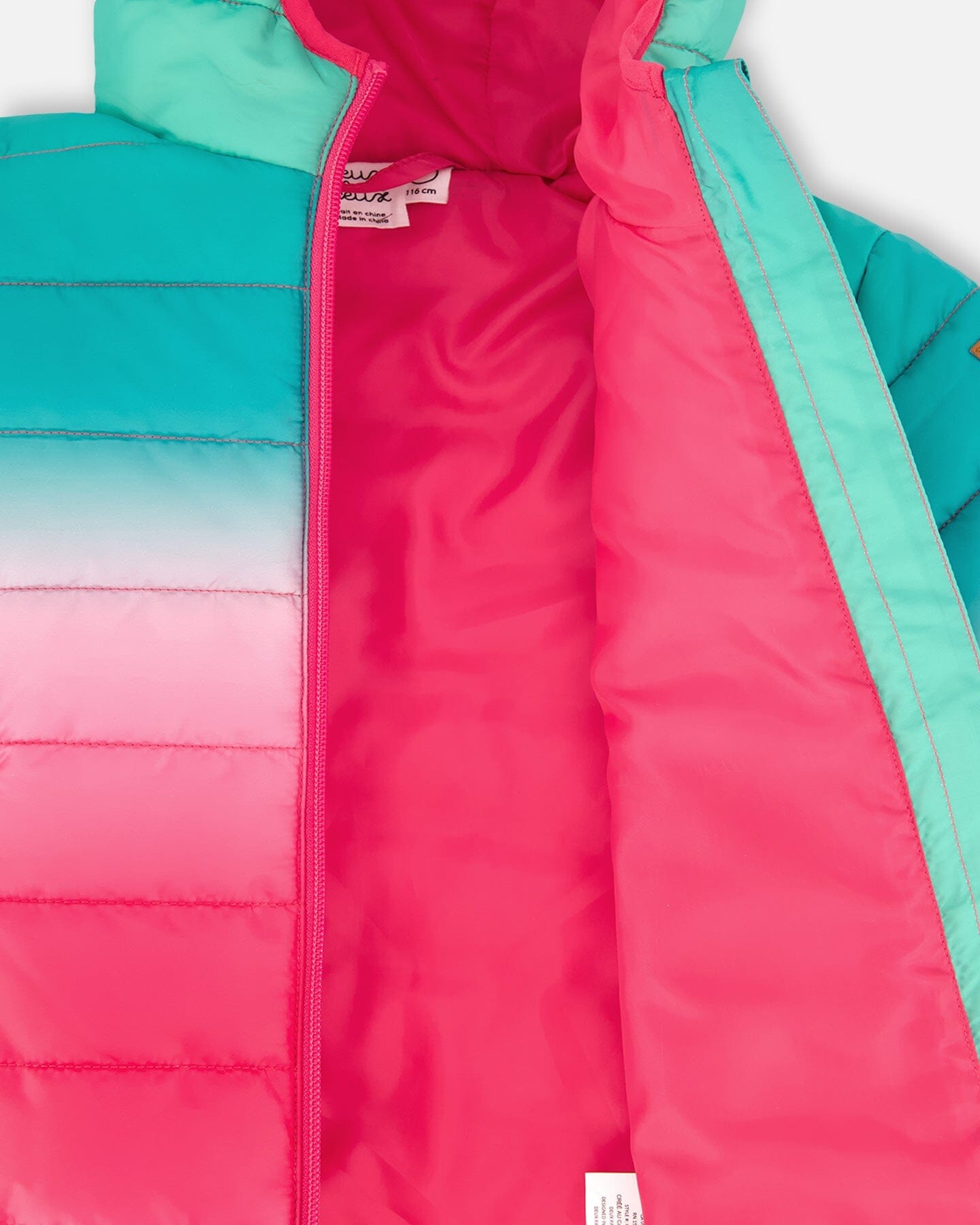 Quilted Mid-Season Jacket Green And Pink Gradient-3