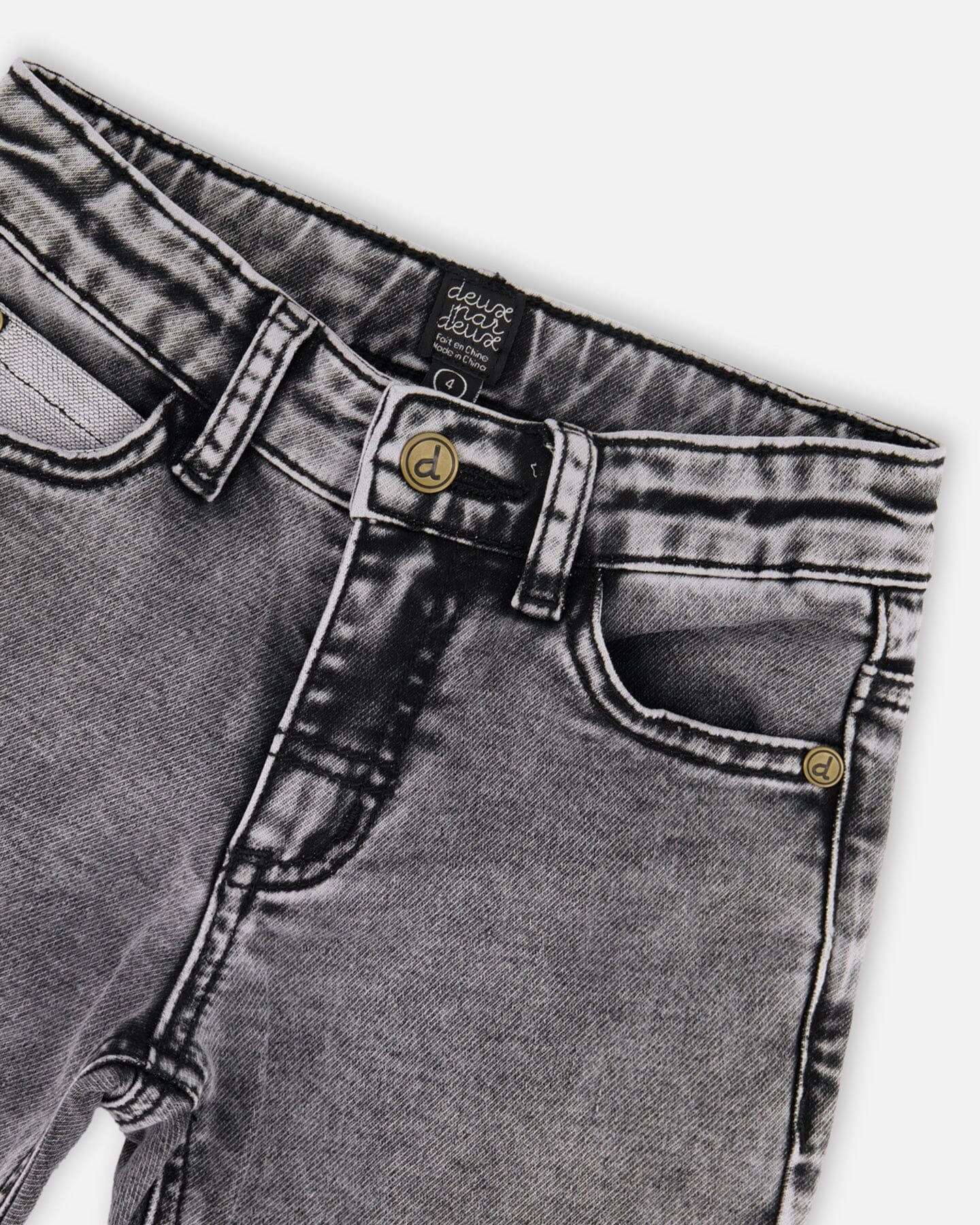 French Terry Black Denim Pants With Contrasting Patch-4
