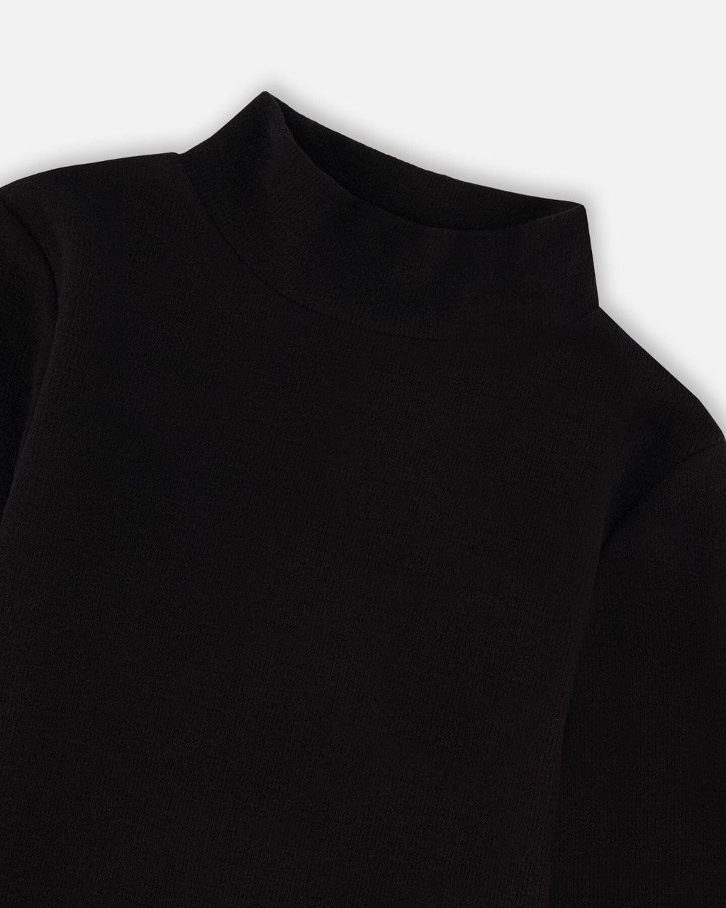 Super Soft Ribbed Mock Neck Top Black-3