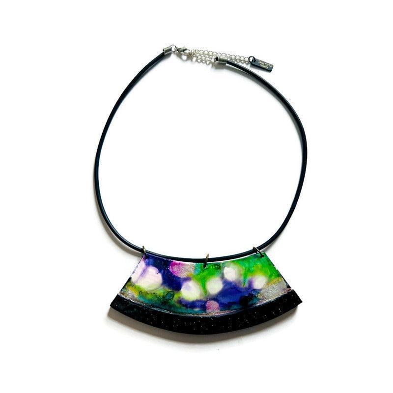 Hand Painted Clip On Earrings in Purple Silver Black-1