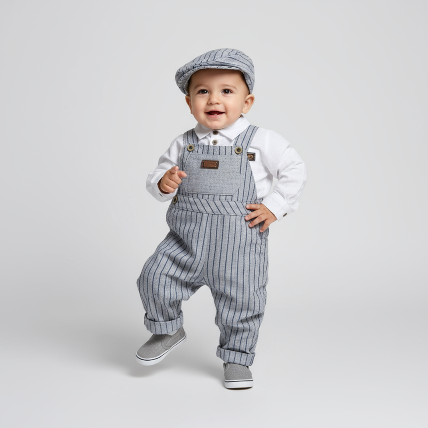 Striped Gent Semi-Chic Overall Set-1